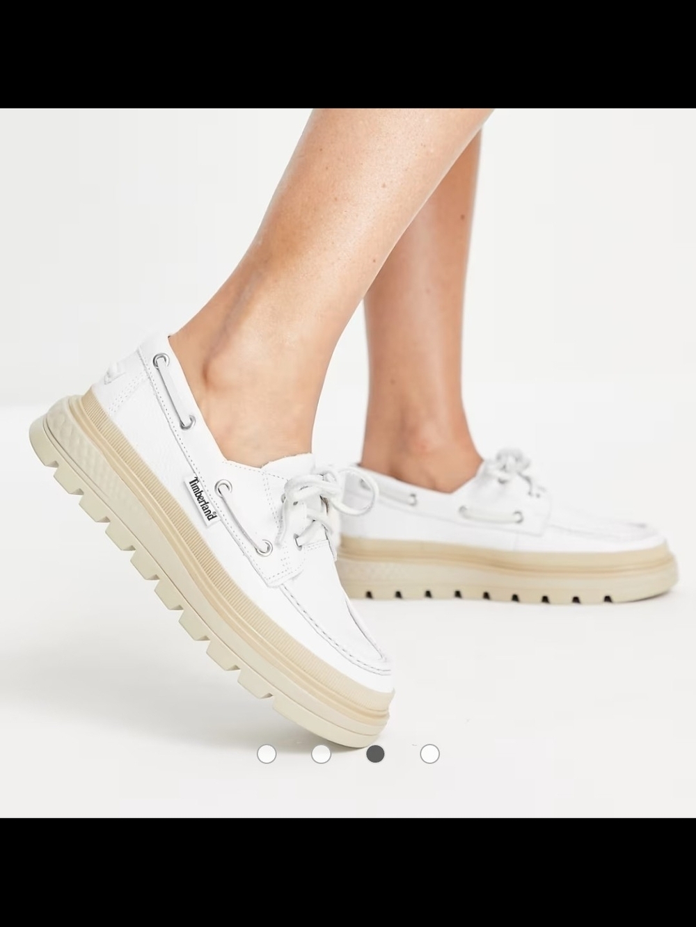Timberland Women's Ray City Greenstride White Leather Platform Boat Shoe Size 7